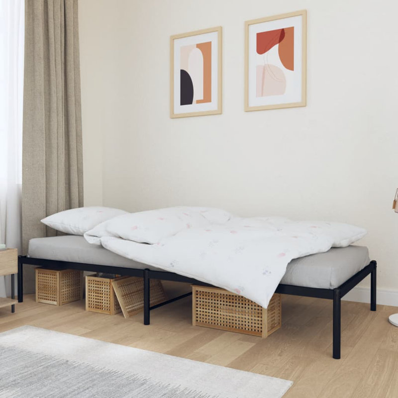 Marlton Metal Bed Frame, Heavy-Duty, No Mattress, Black, Queen