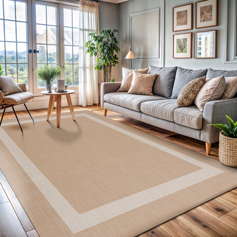 Tapis intérieur / extérieur beige Mekih, Rectangle 5 pi x 7 pi