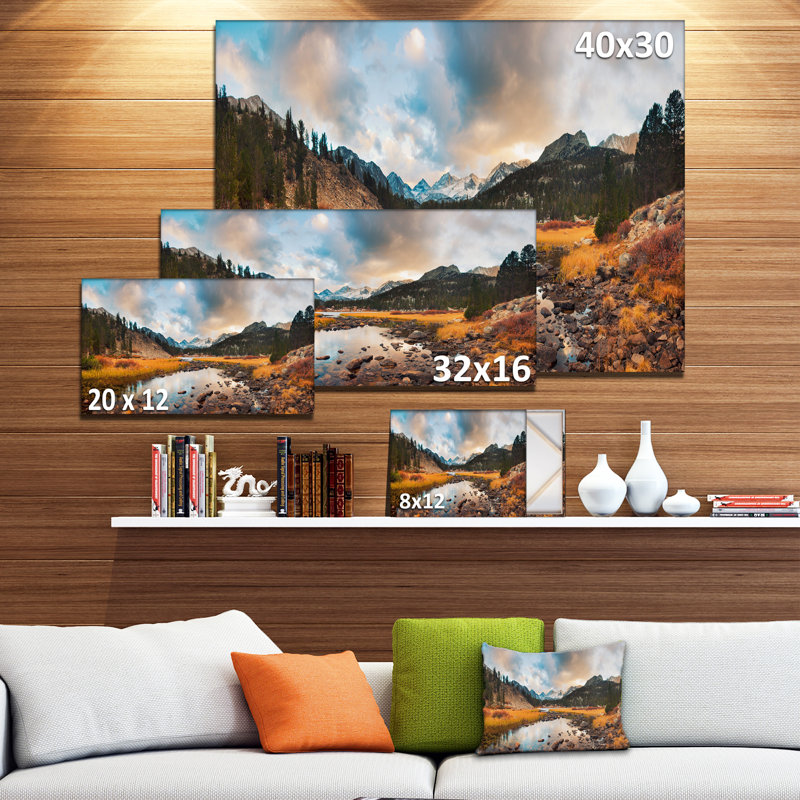 « rocky lake coucher », reproduction de photo sur toile tendue, H 16 po x l 32 po x P 1 po