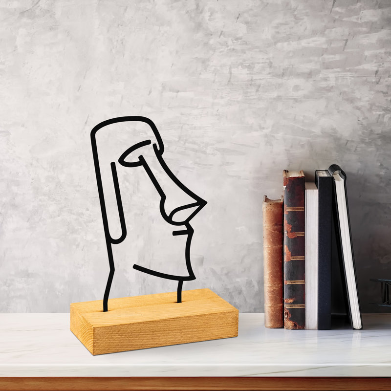 Élégant objet décoratif, conception en métal et en bois, 9,4 x 3,1 x 6,7 pouces | 100% métal (épaisseur: 0,06 po) et 100% bois (épaisseur: 1,6 po) | Finition noire et naturelle élégante, idéale pour les décorations et les pièces décoratives
