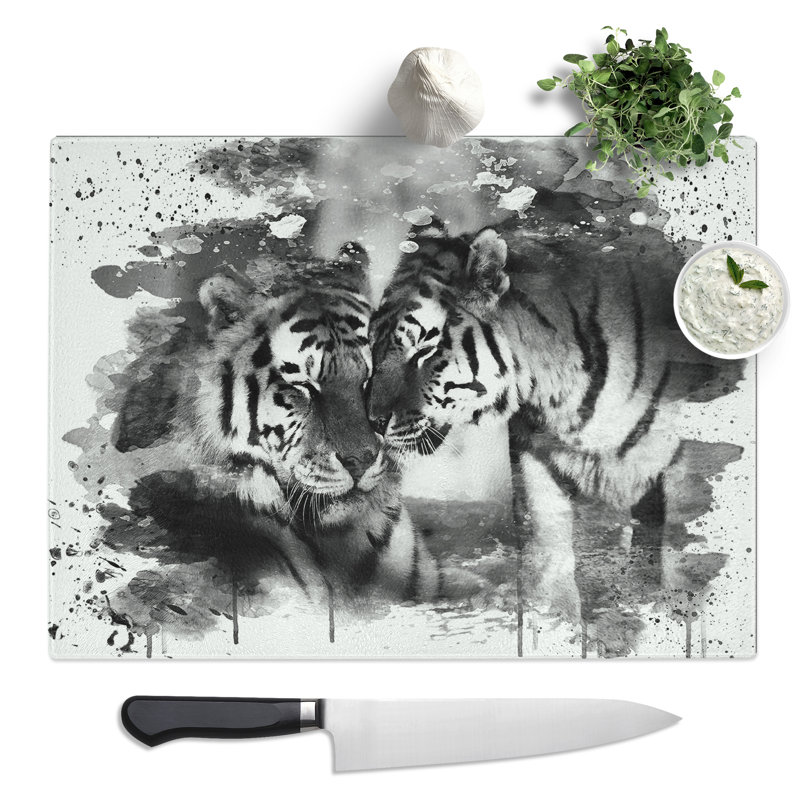 Tigers No.2  Glass Chopping Board