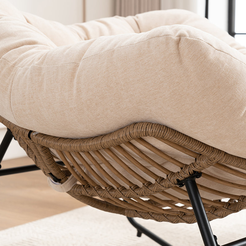 Chaise d'appoint berçante rembourrée Chenille, Beige clair
