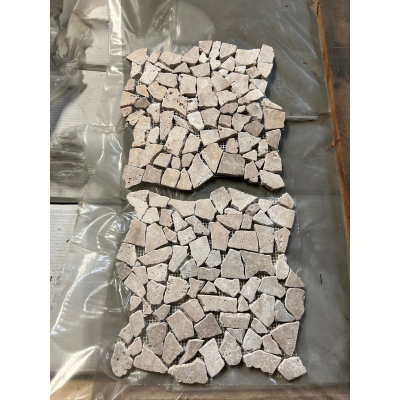 Carrelage mosaïque caillou noyer en travertin