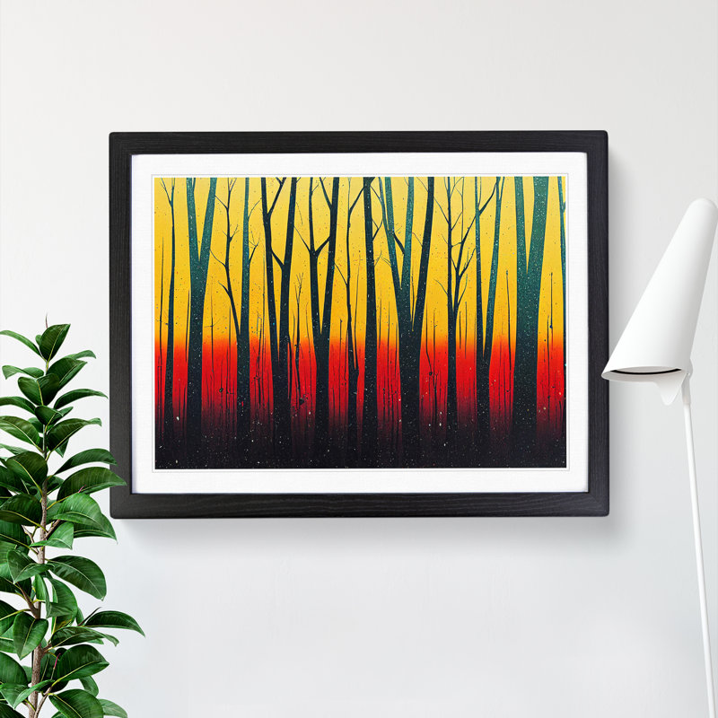 Splashed Forest Vol.3 Abstract - Single Picture Frame Painting, 46cm H x 64cm W x 2cm D, Black Framed