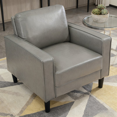 Modern Grey Upholstered Track Arm Accent Chair