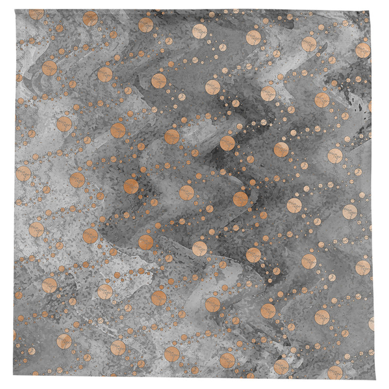 Leffel Abstract Square Tablecloth, Gray/Orange