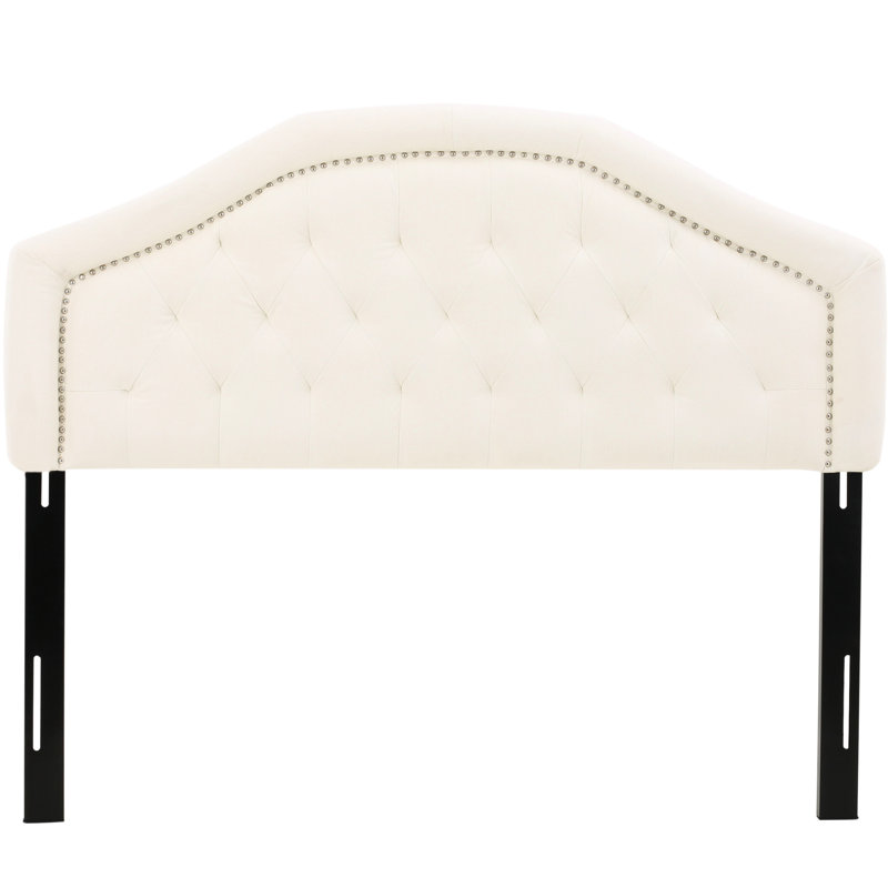 Full Sized Headboard With Fascinating Button Diamond Stitch In Upholstered Headboard, Sized, Contemporary And Nailhead Accents, Assembly Required