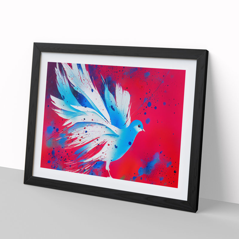 Dove Bird Splash Vol.4 Abstract - Single Picture Frame Print, Black Framed, 46cm H x 64cm W x 2cm D