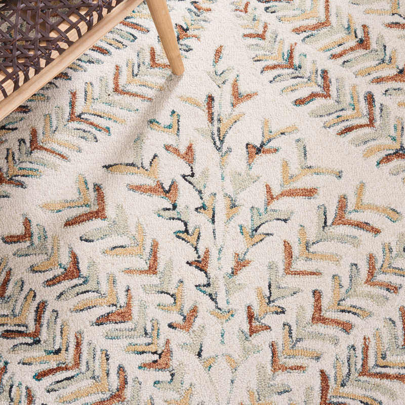 Tapis ivoire / vert Janeidy 208, Rectangle de 11 pi x 15 pi