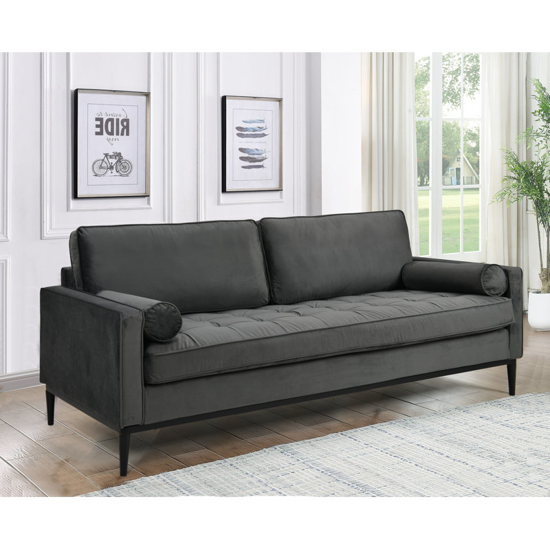 Birchanger 3 Seater Velvet Sofa, Grey