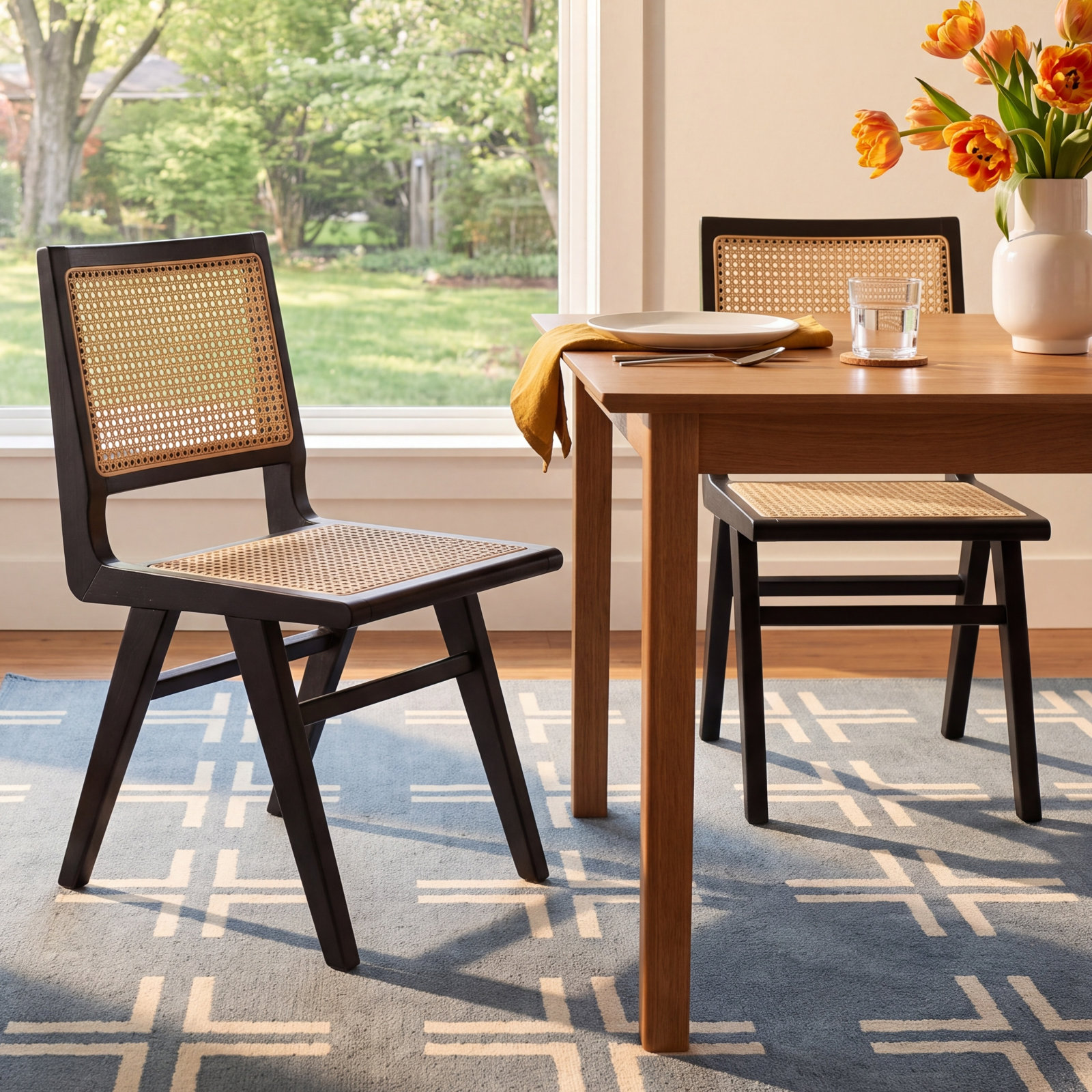 Atticus Dining Chair, Black/Natural