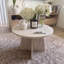 Round Travertine Effect Coffee Table – Cross Leg Side Table for Living Room, Lounge & Conservatory-1901179883