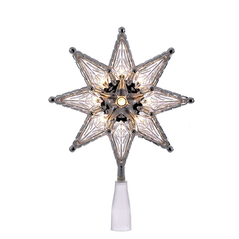 Clear Plastic 10-Light 8-Point Star Christmas Tree Topper