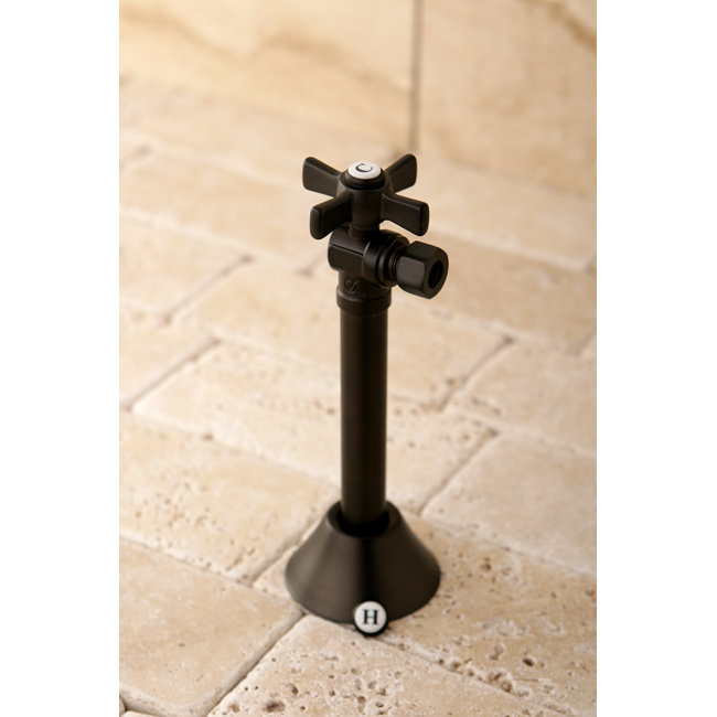 Kingston Brass Millennium 1/2-Inch Sweat x 3/8-Inch OD Comp Quarter-Turn Angle Stop Valve, Oil Rubbed Bronze