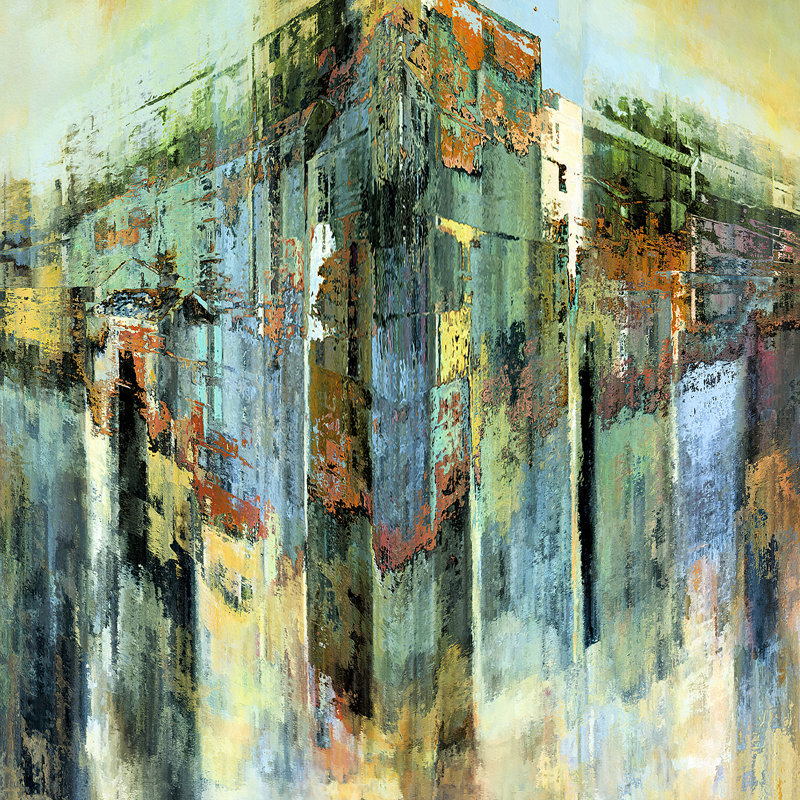 City On Edge - peinture sur toile tendue, H 20 po x l 20 po