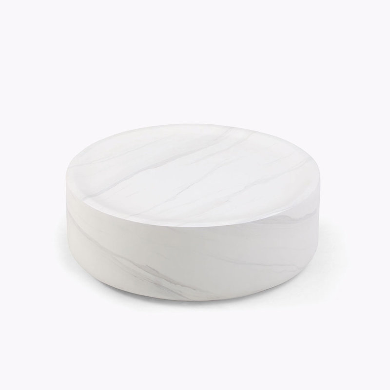 Coffee Table,Cocktail table,Living room table with Round top, White, 12" H x 31.49" L x 31.49" W