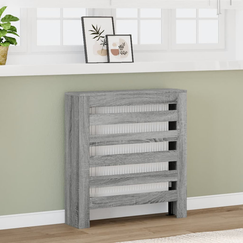 Small Radiator Cover, Grey Sonoma, 78 x 20 x 82 cm, Horizontal Slats