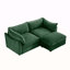 Canapé 2 places avec repose-pieds mobile et rangement escamotable, vert chenille pour la vie moderne-118053979