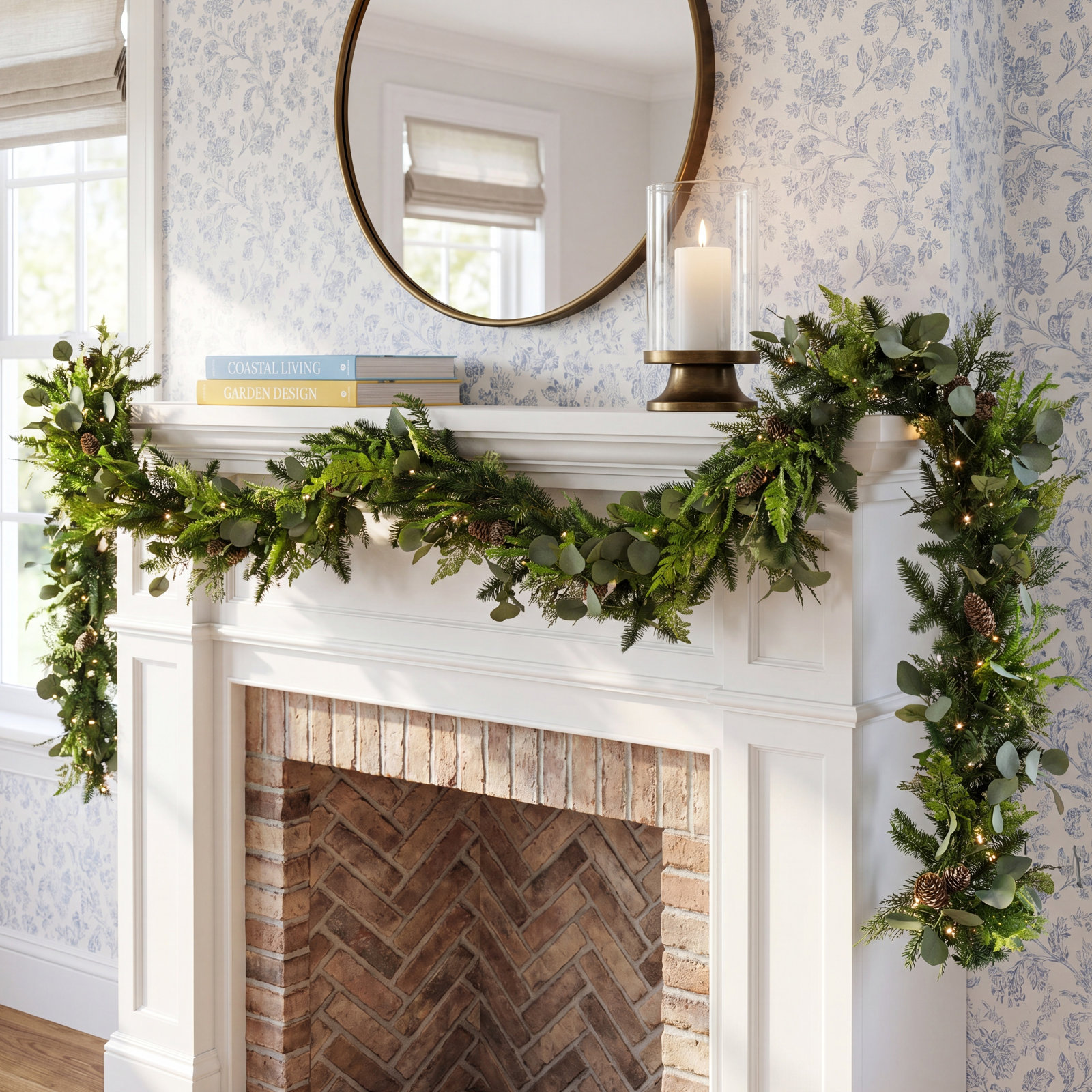 Pre-Lit Eucalyptus Christmas Garland, 108"