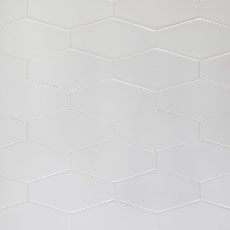 Manchester 4x8 Hexagon Glossy Ceramic Tile, Bianco White