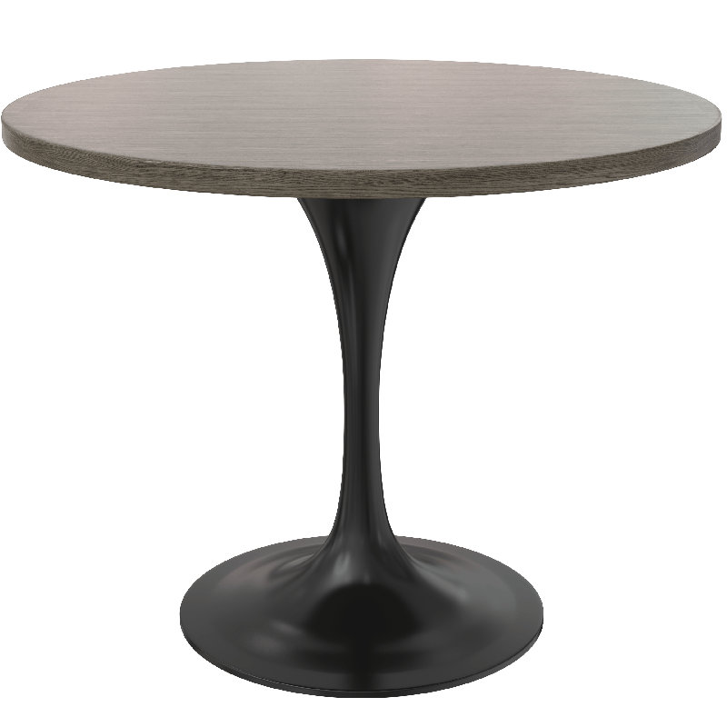 Heatherton 36" Round Dining Table with MDF Top Kitchen Table and Black Stainless Steel Pedestal Base Seats 2-4 Person