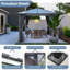 Pavillon de jardin en acier 10 pi x 10 pi avec toit en polycarbonate, rideaux et filet-94003062-94003060