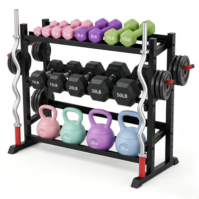 3-Tier Heavy-Duty Dumbbell Stand, 1300Lbs Weight Capacity Rack for Home Fitness, Only Rack