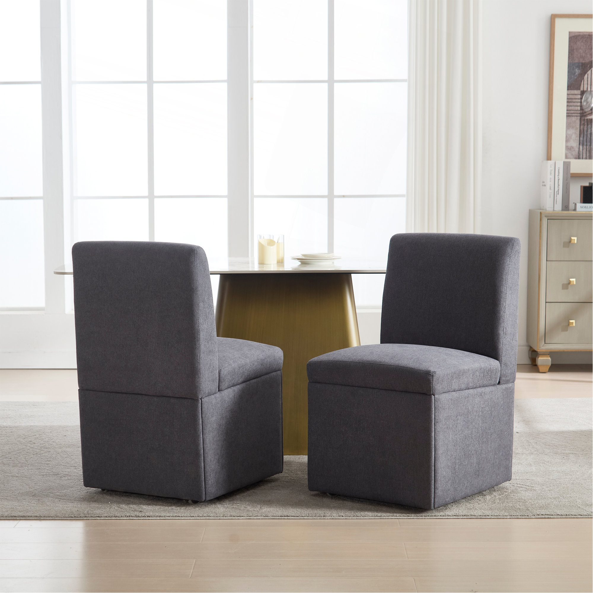 Latitude Run® 360 Degree Swivel Upholstered Dining Chairs Set Of 2 ...