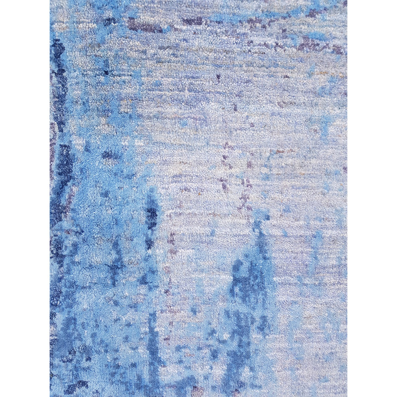 Tapis noué à la main bleu clair / beige / brun