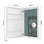 Armoire de salle de bain 24 po x 36 po, bords de miroir biseautés, porte ouverte à droite, rangement spacieux, bois d'ingénierie, reflet transparent, porte de rangement blanche, espace, bois