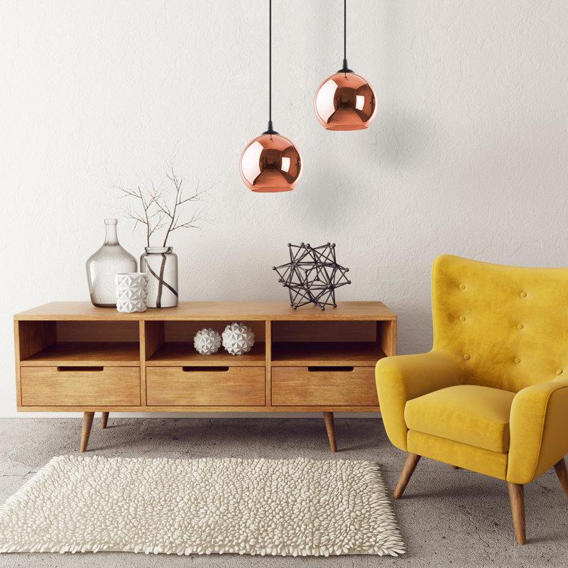 Baumgardt 1 - Light Stainless Steel Pendant, 115cm H x 25cm W x 25cm D, Copper