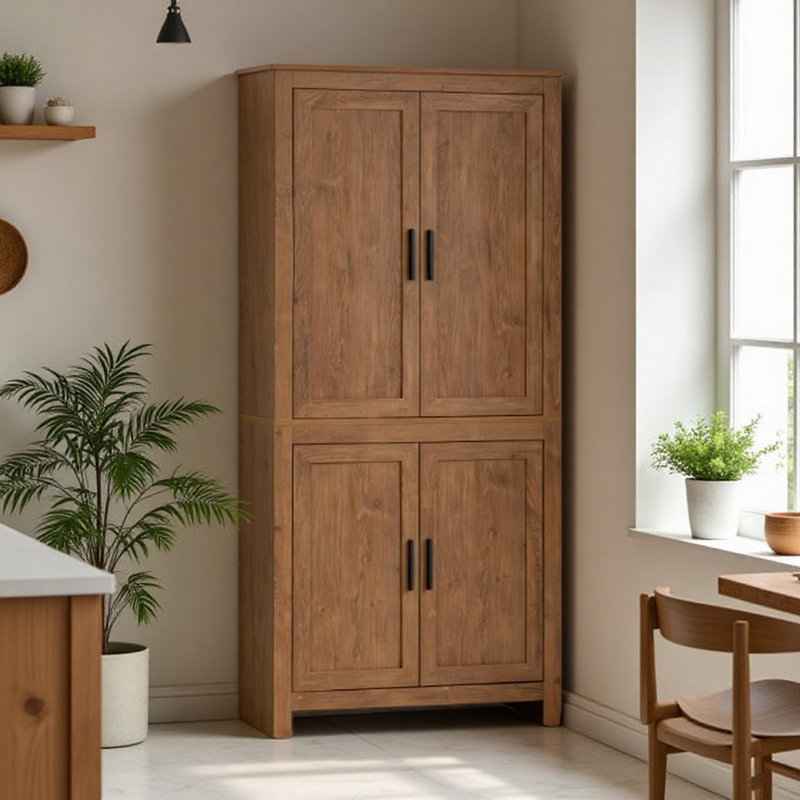 Armoire de rangement spacieuse et autoportante, garde-manger, Chêne