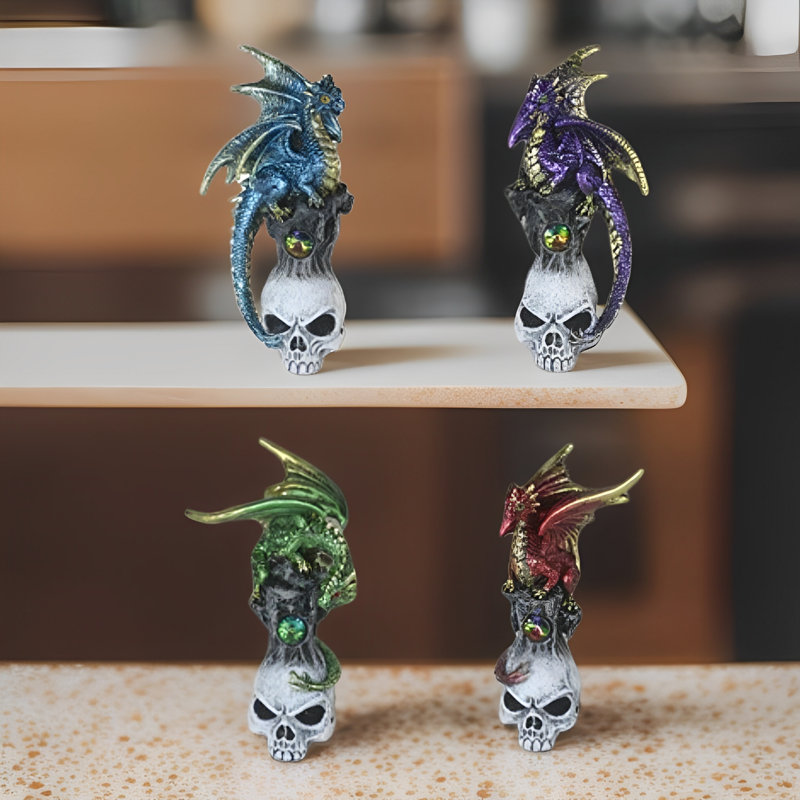 Ensemble de 4 figurines de crâne de dragon H 4,75 "