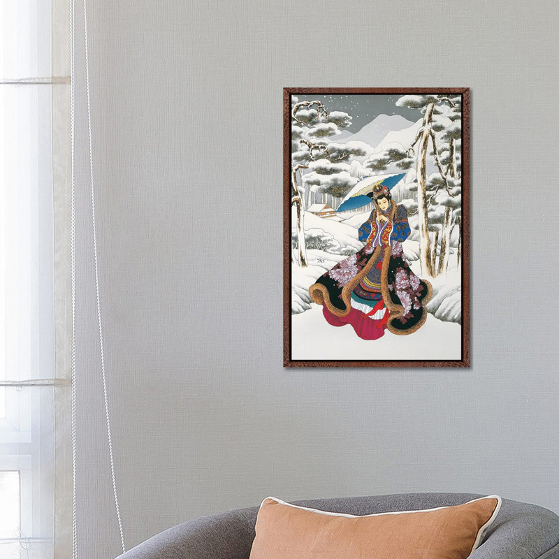 Winter Reverie - Painting on Canvas, 66.04 cm H x 45.72 cm W, Classic Brown Wood Framed