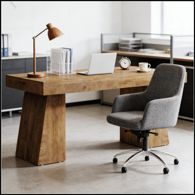 Stylish 55-Inch Executive Desk with Spacious Surface and Mid-Century Modern Design for Enhanced Productivity and Aesthetic Appeal