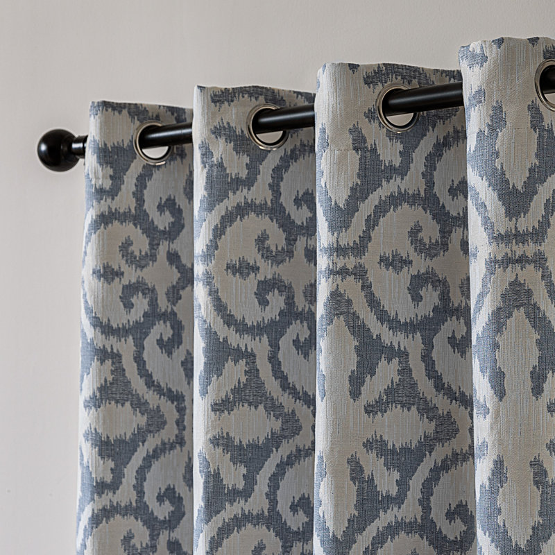 Rideaux occultant en jacquard Sleep Zone (ensemble de 2), Bleu, L 52 po x L 84 po