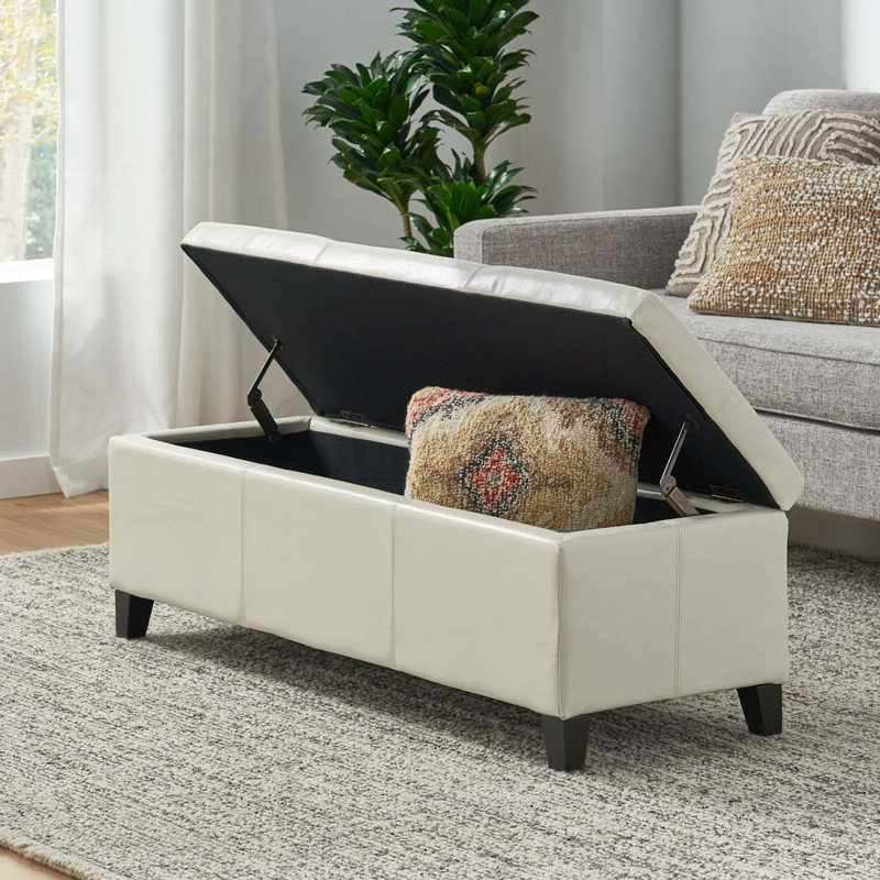 Banc de style moderne avec rangement, Ivoire