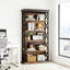 Bibliothèque de style moderne à 6 niveaux, métal et bois, motif en X, amplement d'espace pour les décorations, fabrication en bois spacieuse de 11,92 pouces de largeur, chaque tablette peut supporter 50 livres, hauteur de 69,39 pouces