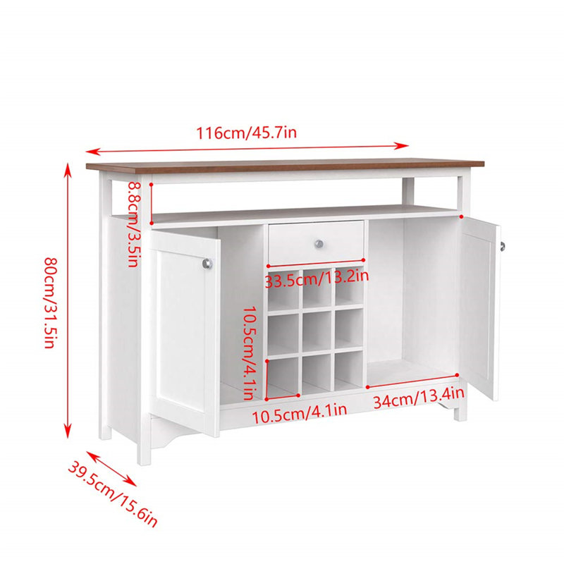 Aajah 116cm Sideboard, White/Brown