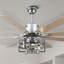  Grand ventilateur de plafond industriel argenté 65 po avec éclairage et télécommande, moteur 6 vitesses CC réversible pour le salon-1377276852