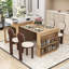 Extendable Kitchen Island Dining Table with Folding Top, Power Outlet, Drawers and Hidden Casters-880425466