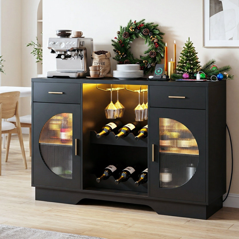 Bar à vin moderne avec lumières RVB et porte-verre