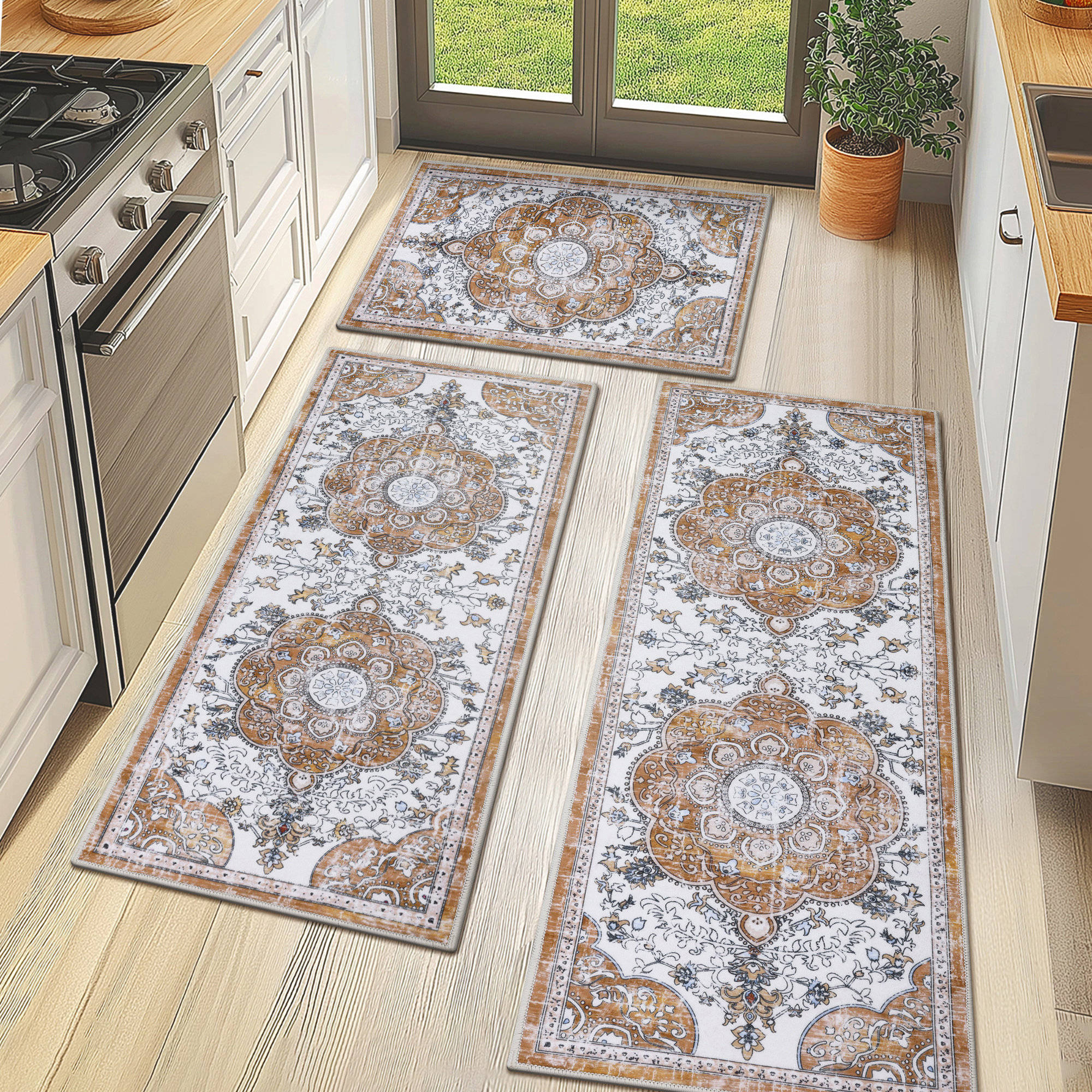 Charlton Home® Machine Washable Non-Slip Kitchen Mat & Reviews | Wayfair