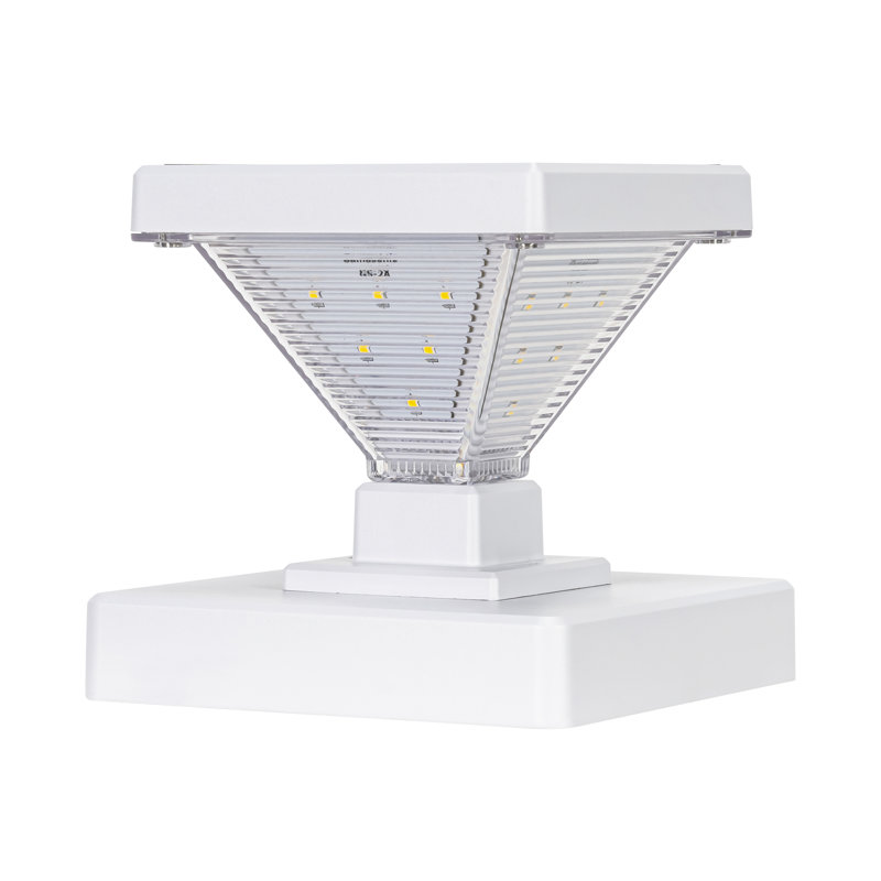Luxor White Solar LED Post Cap Lights with Dusk to Dawn Mode (Set of 2)