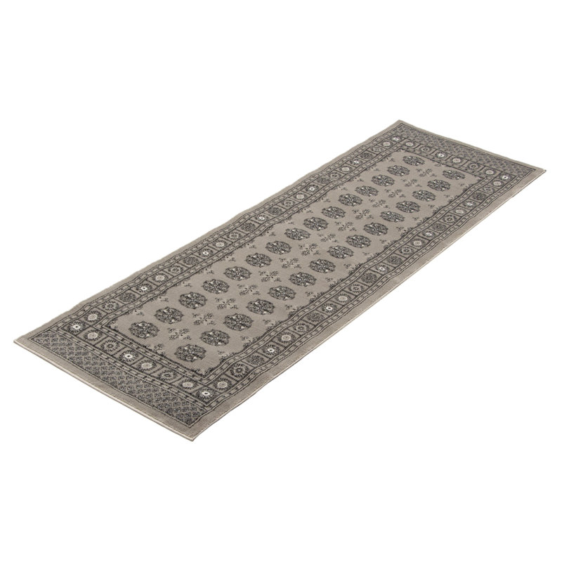 Gris Stewart/beige/Tapis décoratif noir, Tapis de couloir 2 pi x 8 pi