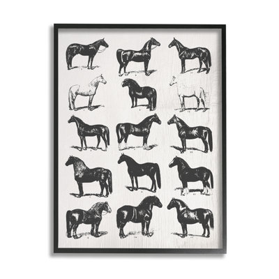 Art mural texturé rétro de différentes reproductions de chevaux par Daphne Polselli
