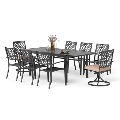 Armisha 8 - Person Patio Dining Set with Extendable Rectangular Table , Cushions Included