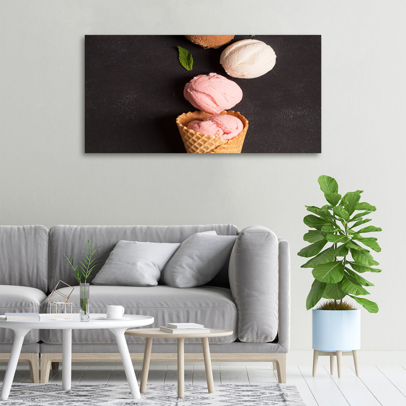 Ice Cream In A Waffle - No Frame Print on Canvas
