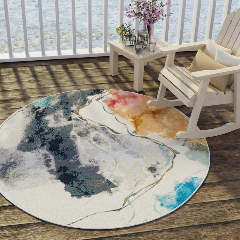 Keazia Indoor/Outdoor Area Rug, Round 4'1"