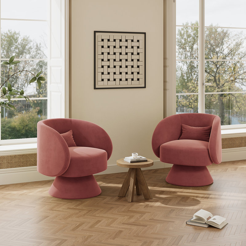 Fauteuil demi-tonneau pivotant rembourré (ensemble de 2), Ourson rose